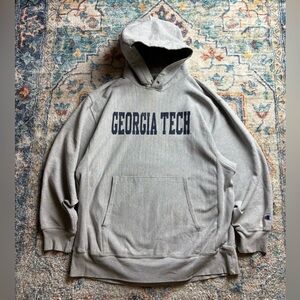 Vintage Champion Georgia Tech Spellout Pullover Hoodie Large